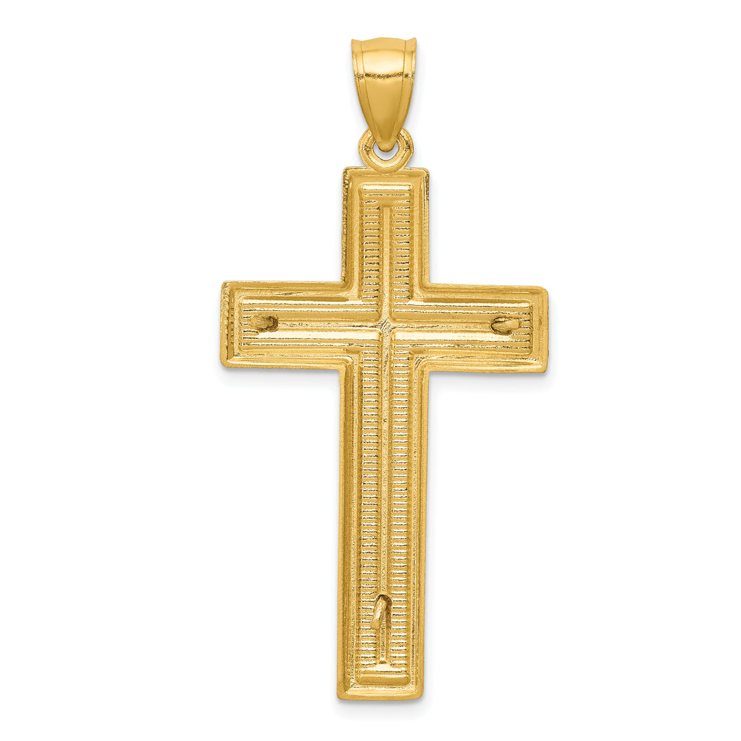 14k Two-tone Diamond-cut Latin Crucifix Pendant