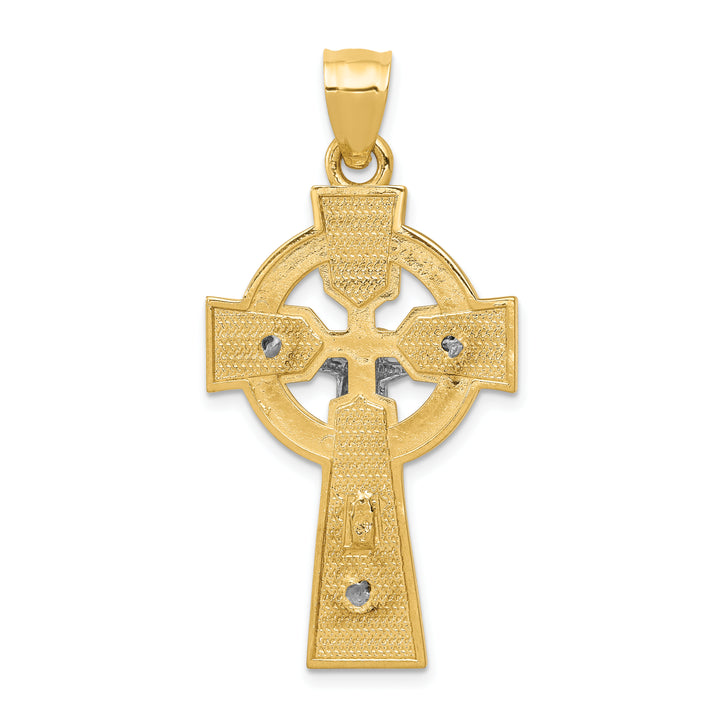 14k Two-tone Polished Celtic INRI Crucifix Pendant