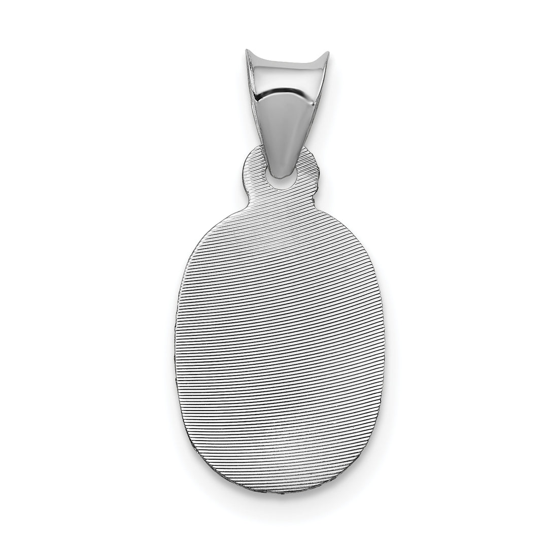 14k White Gold Our Lady of Guadalupe Semi-solid Oval Pendant