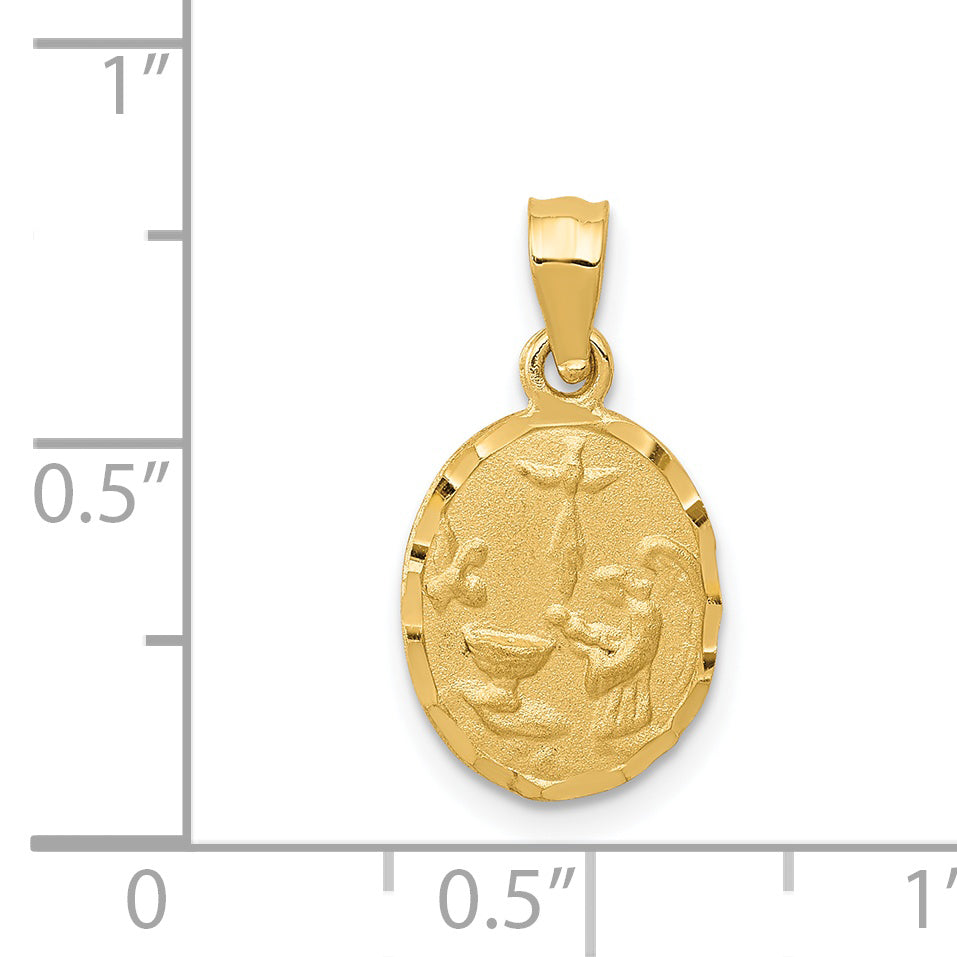 14K Satin / Diamond-Cut Baptism Pendant