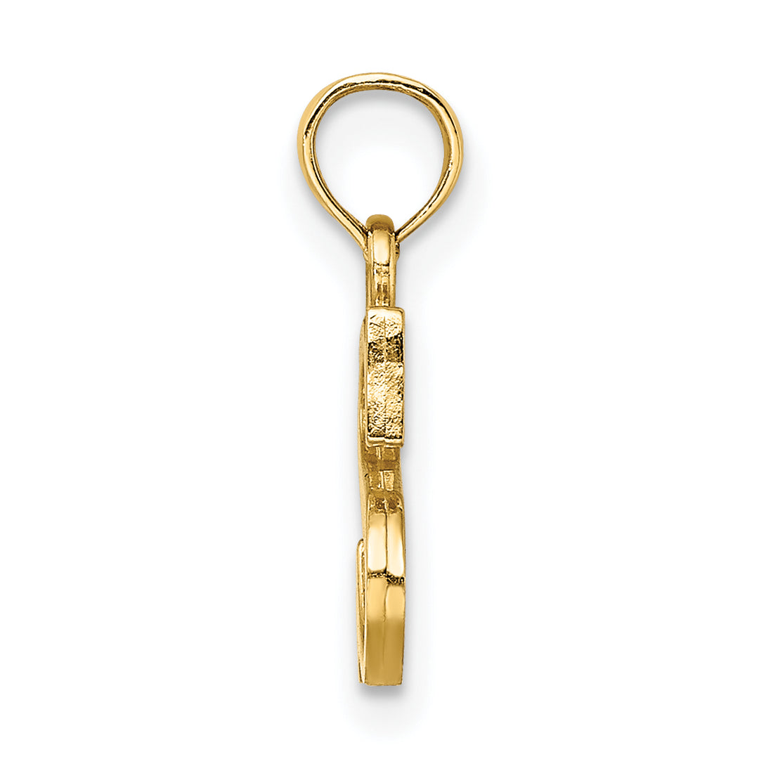 14K Polished Block Letter S Initial Pendant
