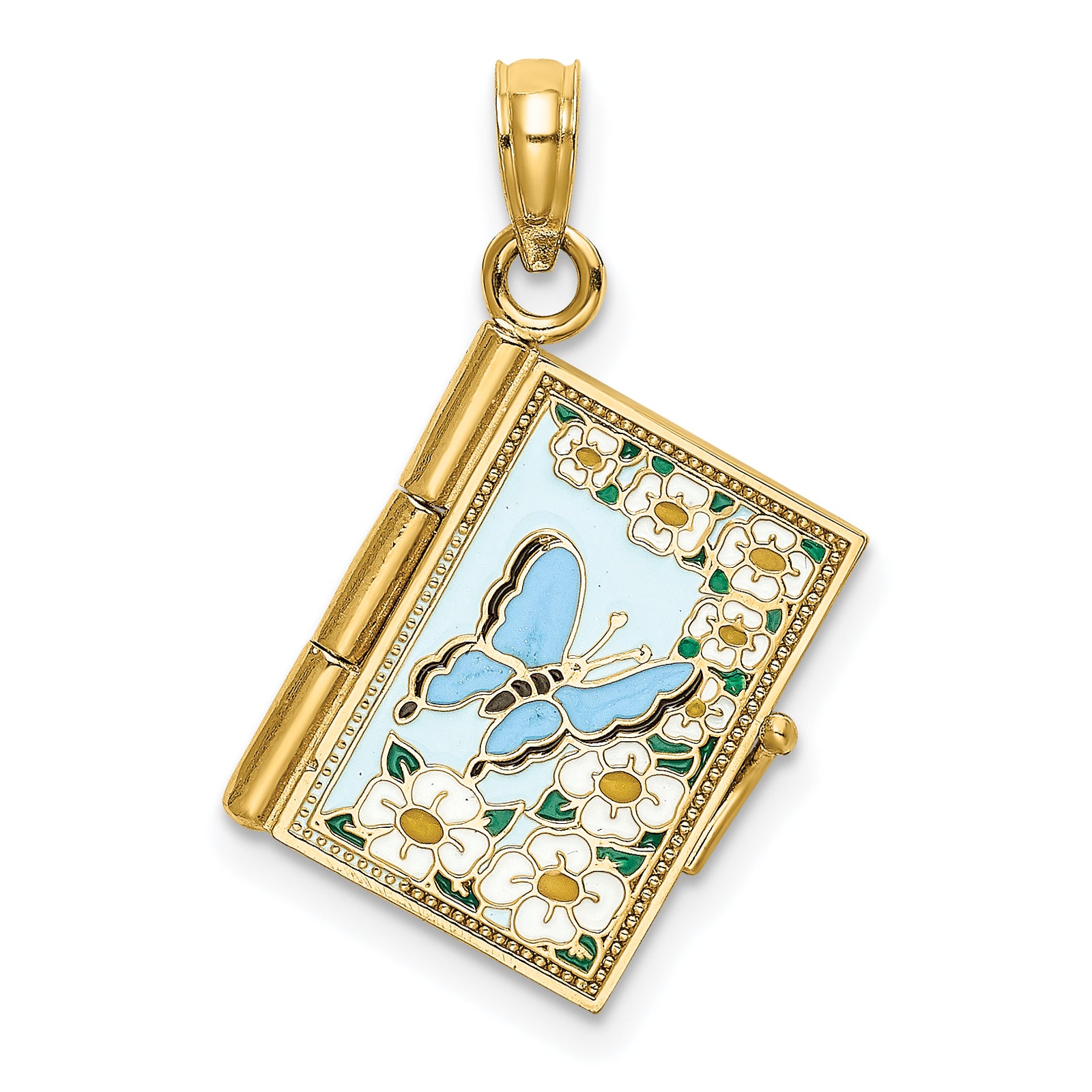14K 3-D w/ Enamel Ecclesiastes Book w/ Moveable Pages Charm
