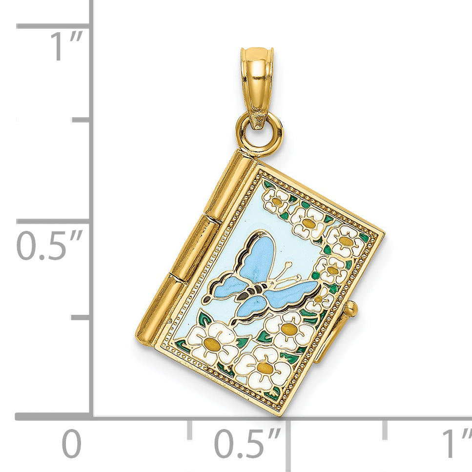 14K 3-D w/ Enamel Ecclesiastes Book w/ Moveable Pages Charm