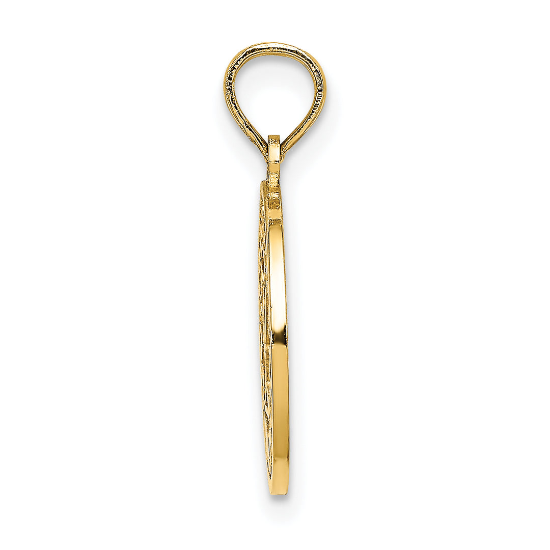 14K Textured Communion Cup on Round Disc Charm