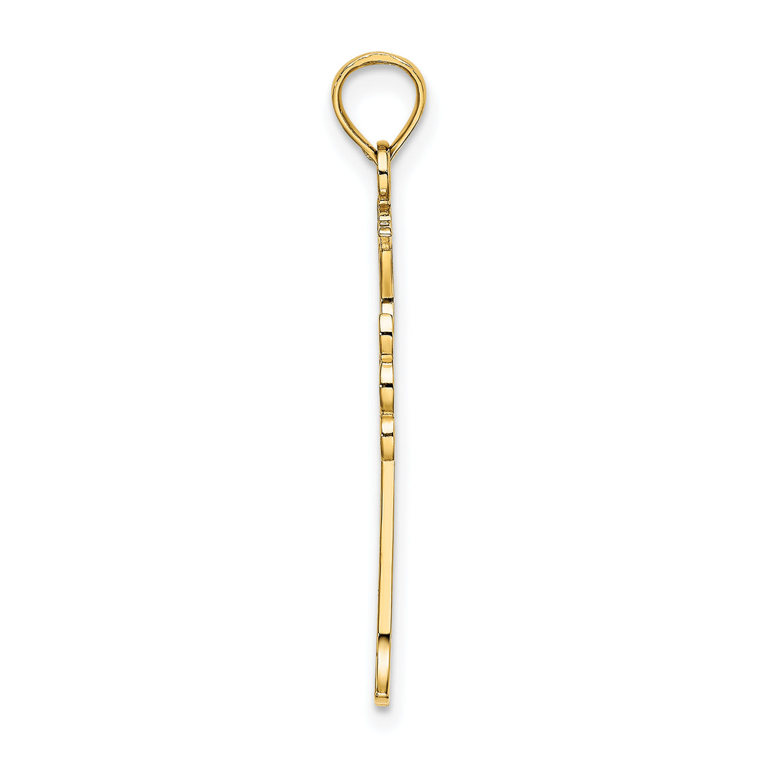 14K Double Sided Engraved Cross Charm