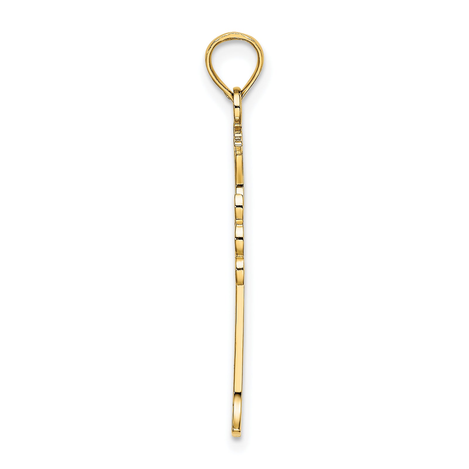 14K Double Sided Engraved Cross Charm