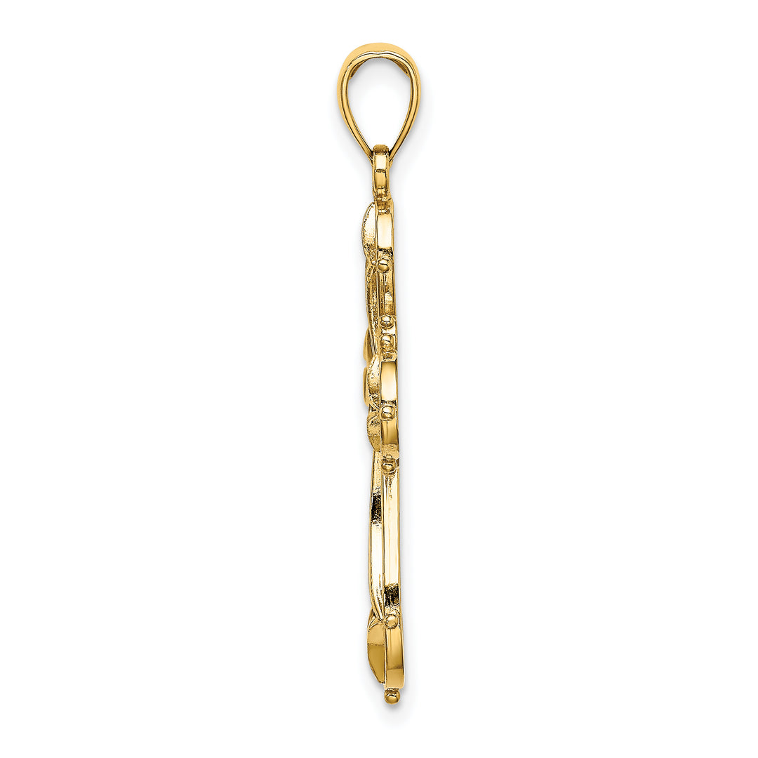 14K Cut-Out Shapes Fancy Cross Charm