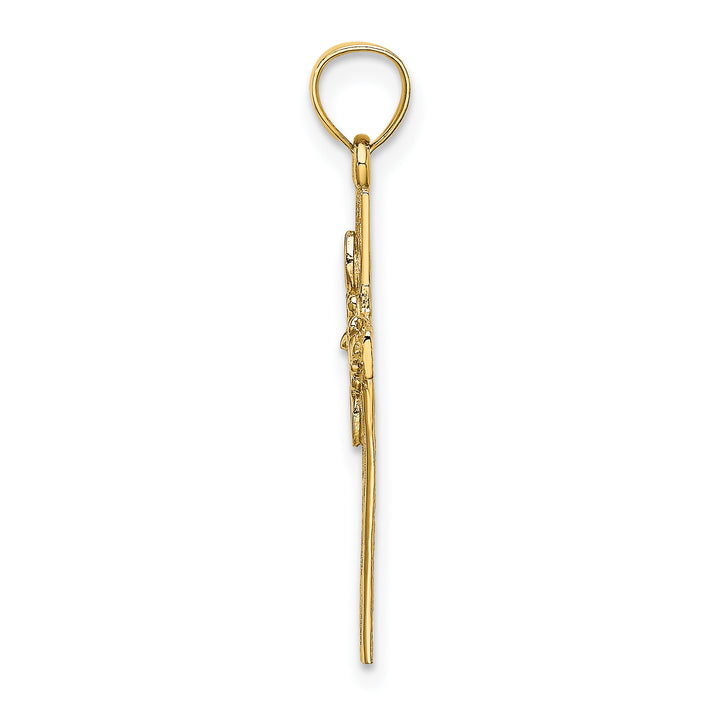 14K Cross w/ Flower Charm