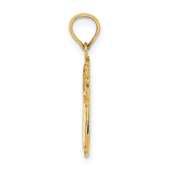 14K Cut-Out Polished and Textured Cross Charm