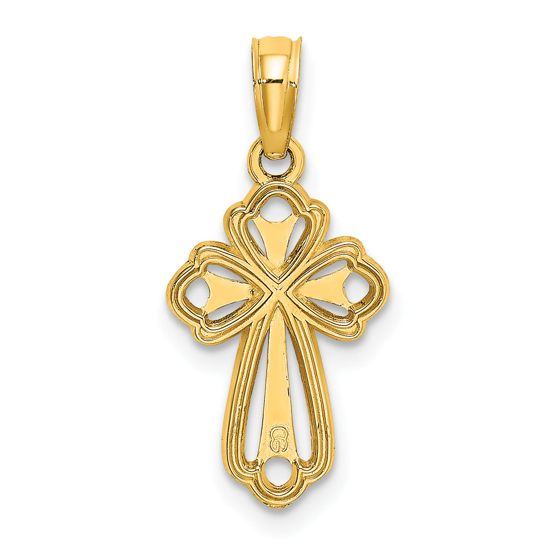 14K Cut-Out Polished and Textured Cross Charm
