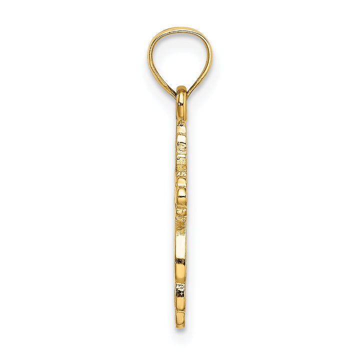 14K Solid Polished and Textured Cross Charm