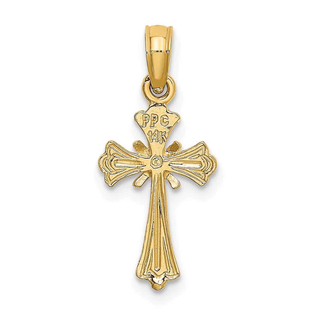 14K Engraved Small Cross w/ X  Center Charm