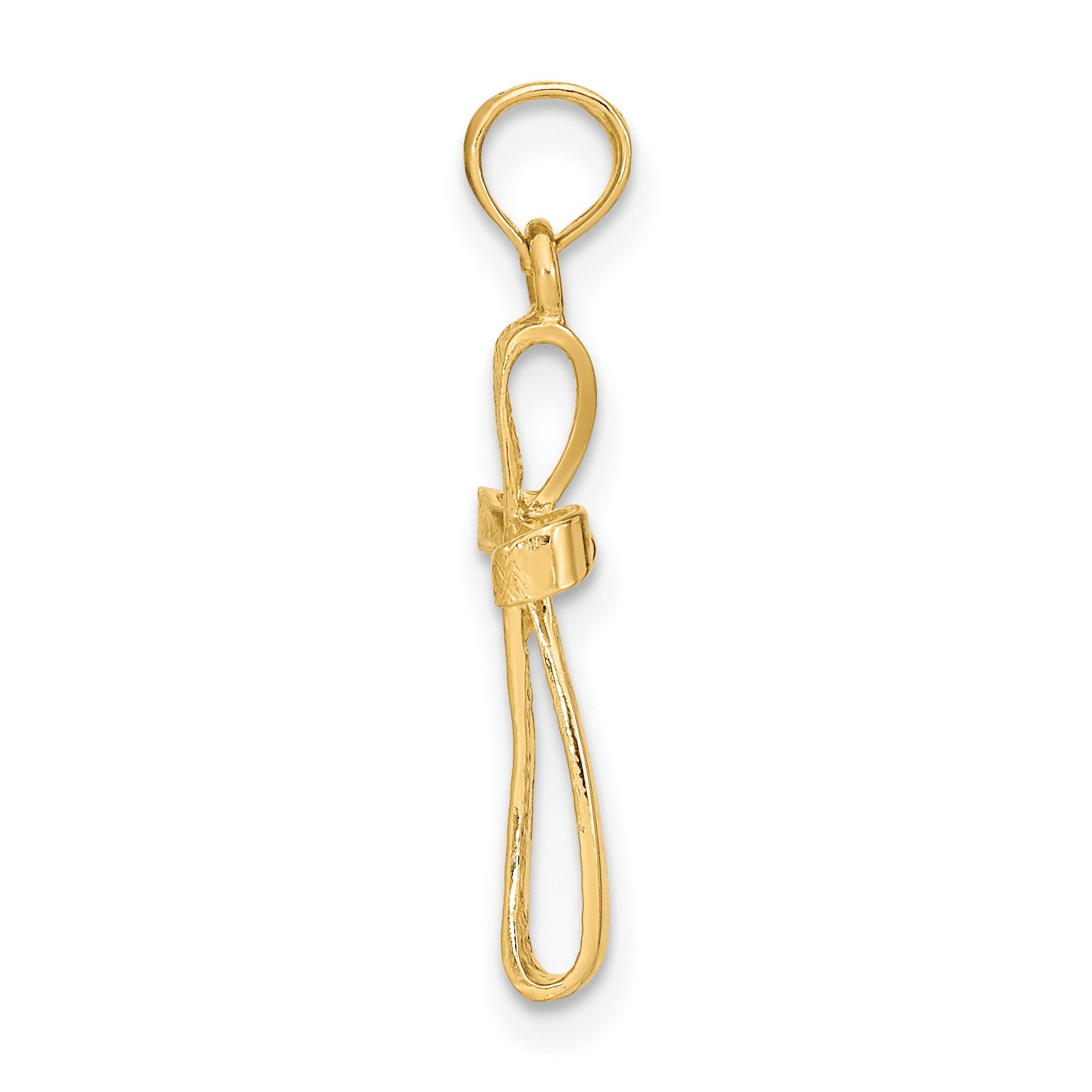 14K 3-D Engraved Polished Twisted Cross Charm
