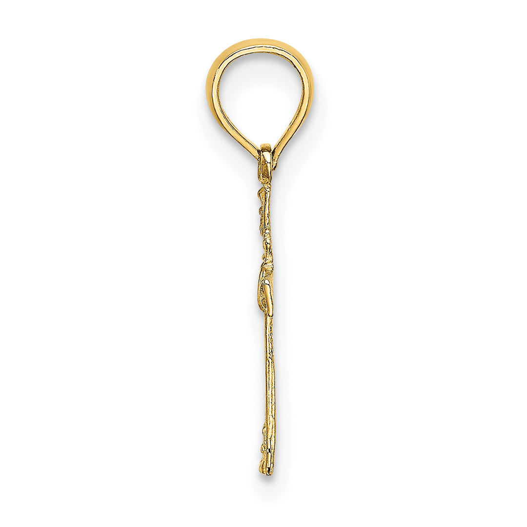 14K Textured Mini Cross w/ Heart Charm