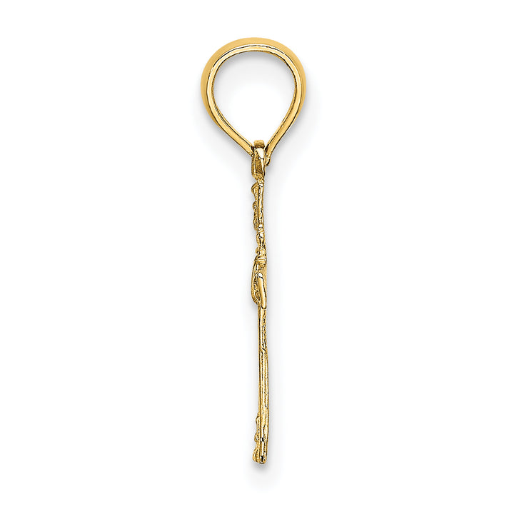 14K Textured Mini Cross w/ Heart Charm
