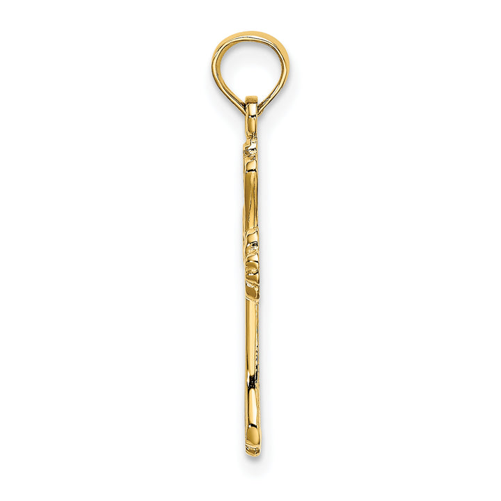 14K Polished Engraved Cross Charm