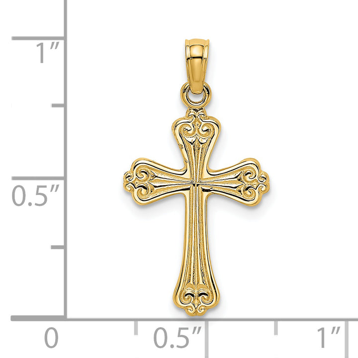 14K Polished Engraved Cross Charm