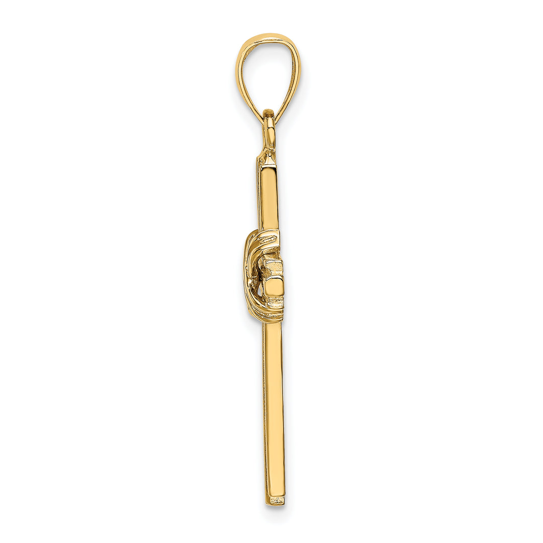 14K Beaded Center Design Cross Charm