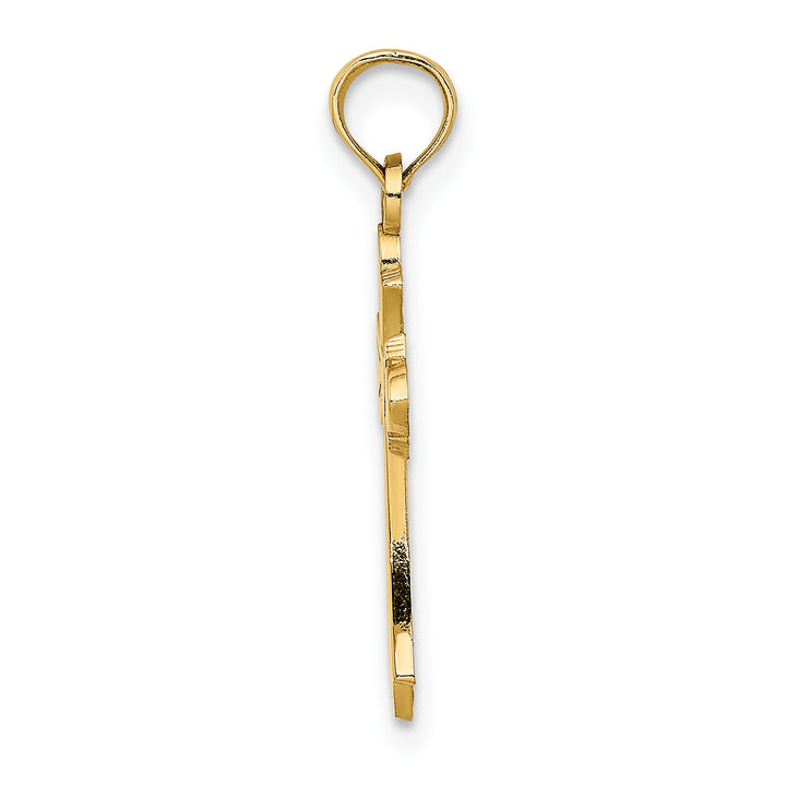 14K Polished Cross w/ Heart Charm