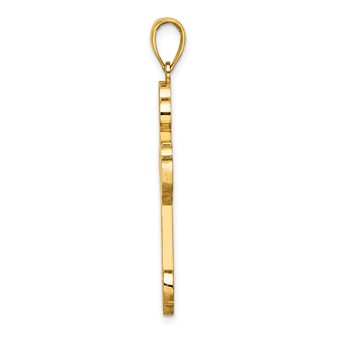 14K Scroll Cross W/ Sunburst Center Charm