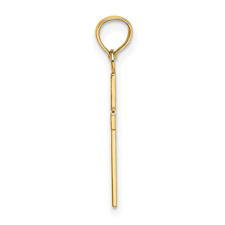 14K Textured Center Block Cross Charm