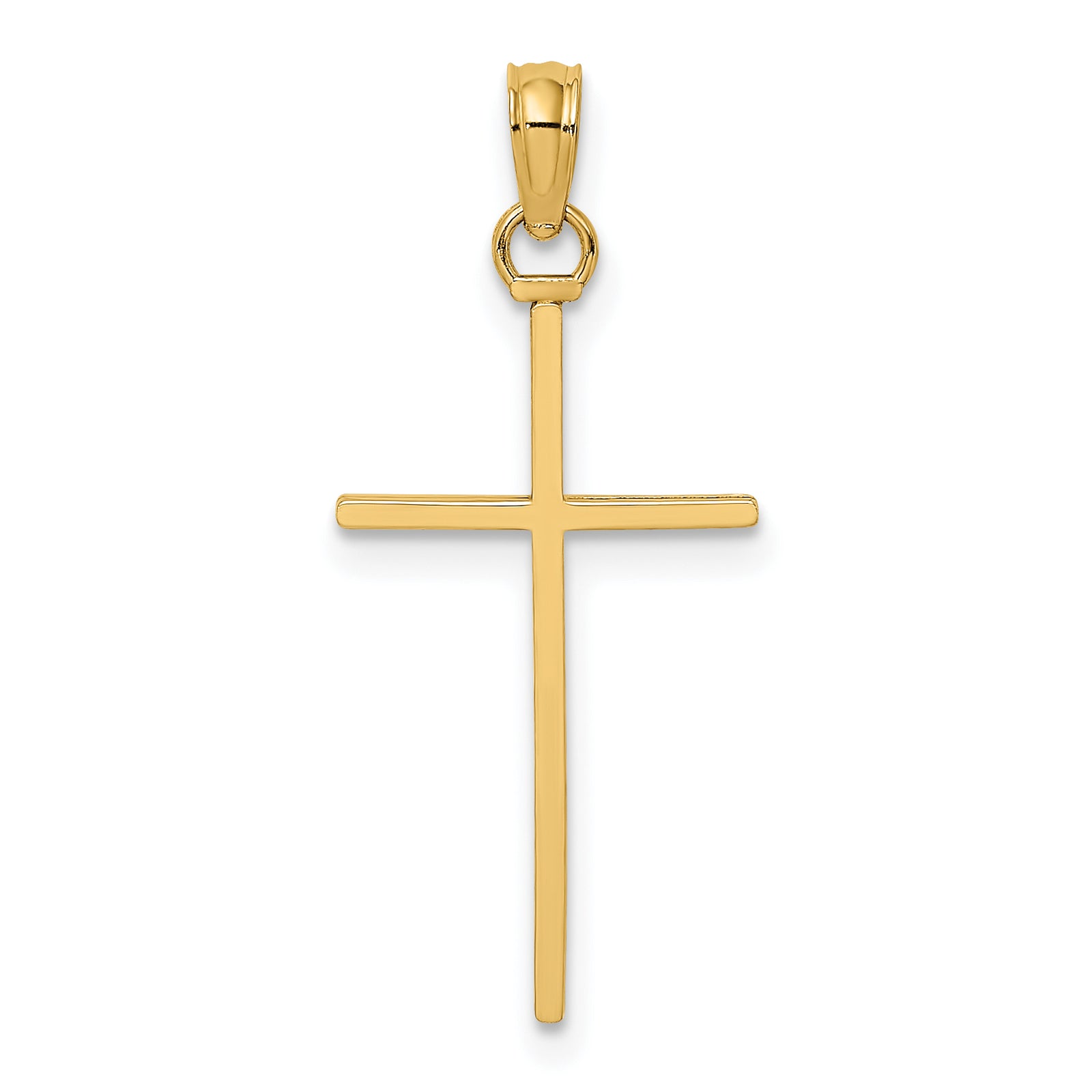 14K 3-D and Polished Stick Cross Charm