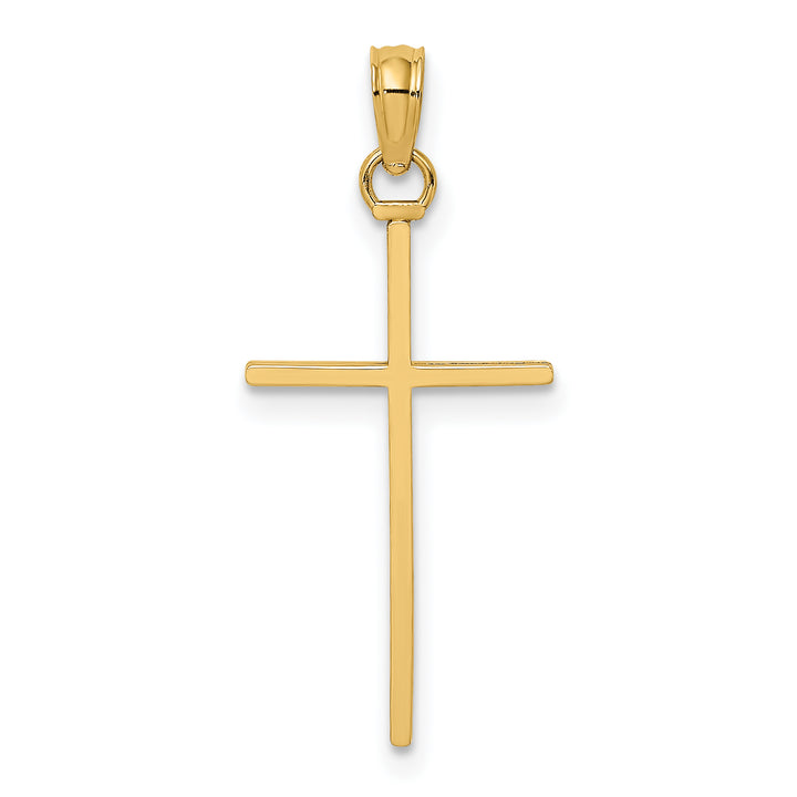 14K 3-D and Polished Stick Cross Charm