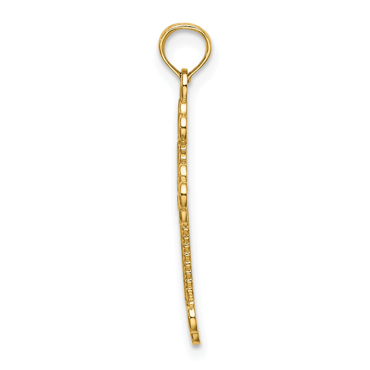 14K Textured and Cut-Out W/ Rope Frame Block Cross Charm