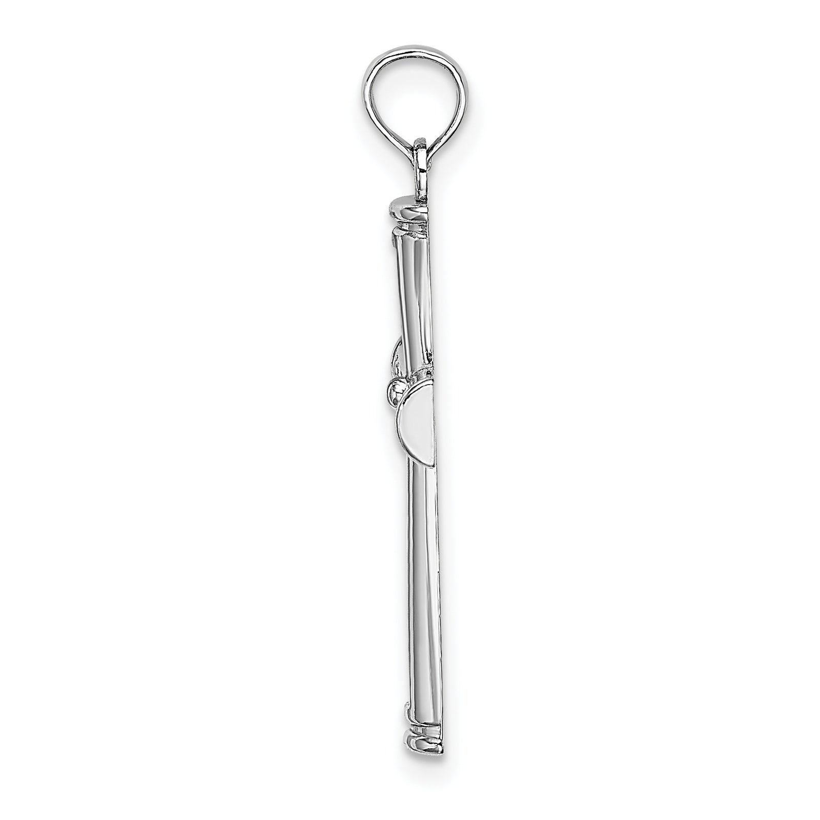 14K White Gold Polished and Cut-Out Cross