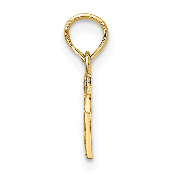 14K Polished and Engraved Mini Cross Charm