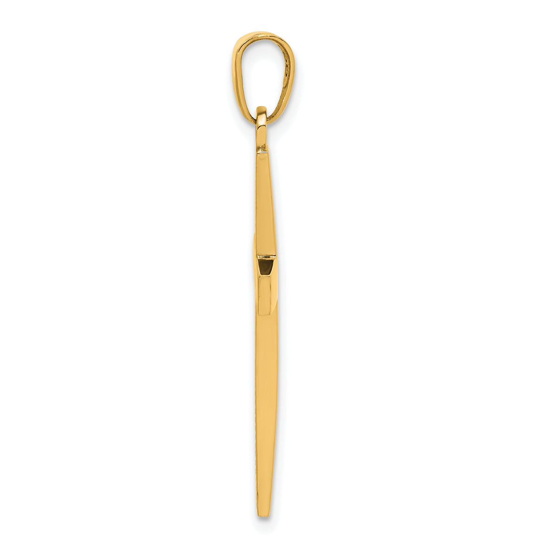 14K Polished Beveled Cross Charm