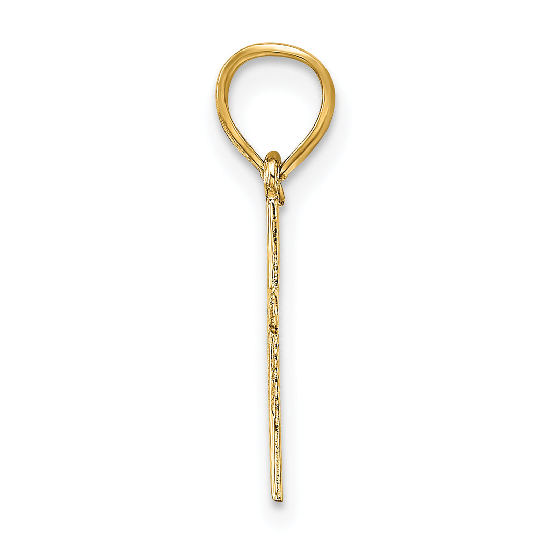 14K Polished w/ Star Pattern Mini Cross Charm