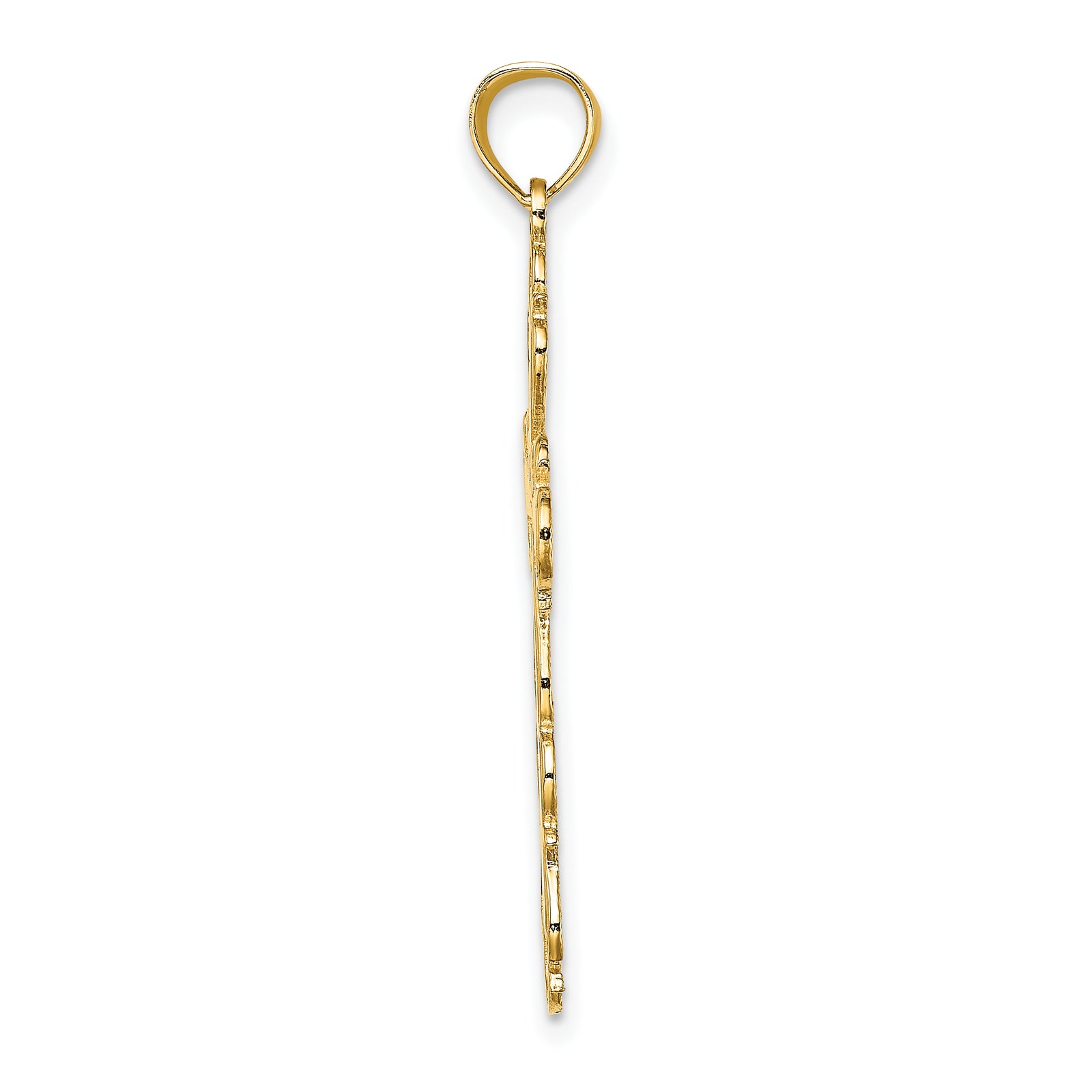 14K Polished Lace Trim Cross Charm