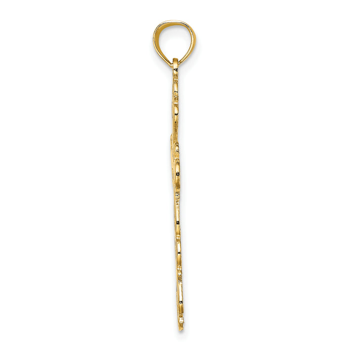 14K Polished Lace Trim Cross Charm