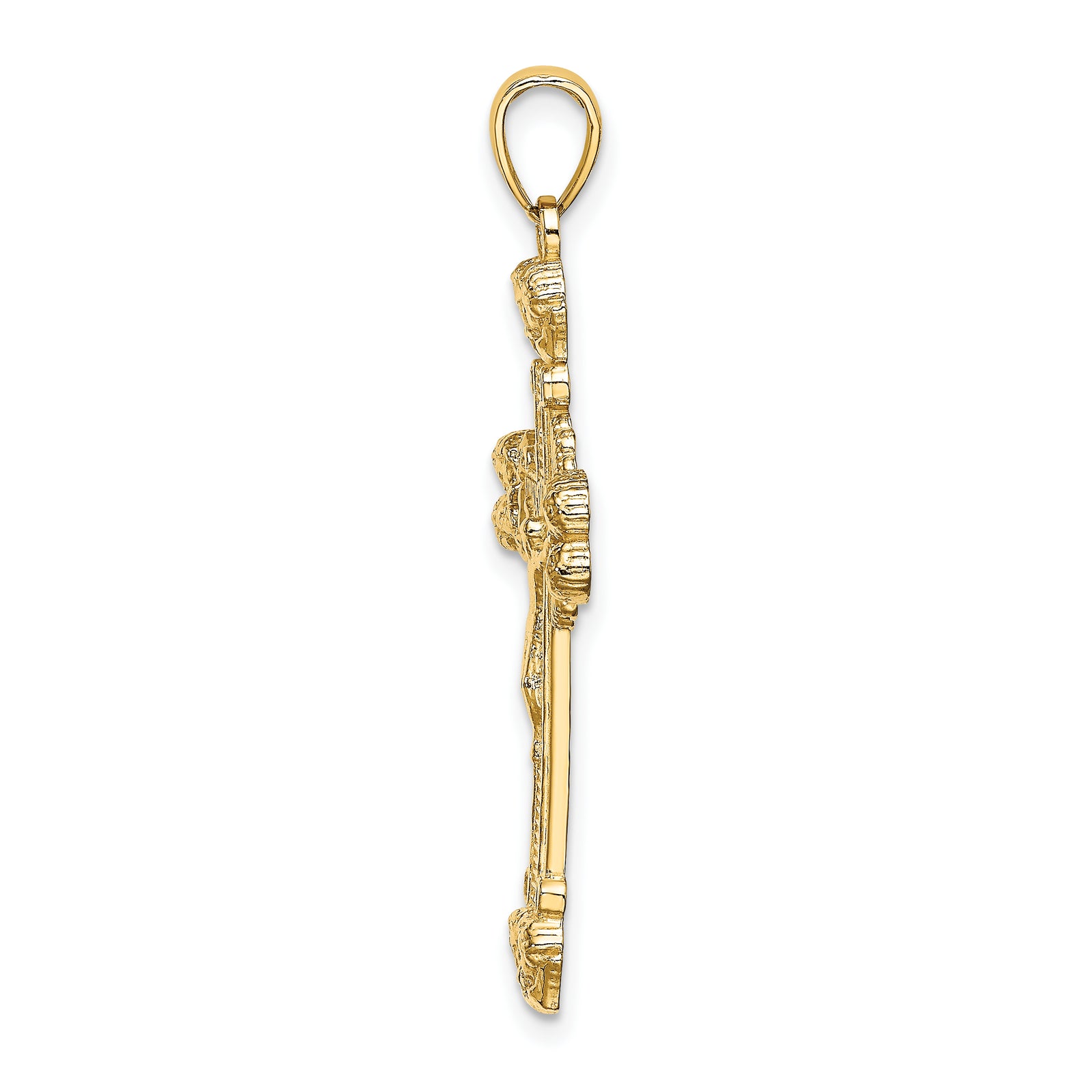 14K Crucifix W/ Sunburst Charm