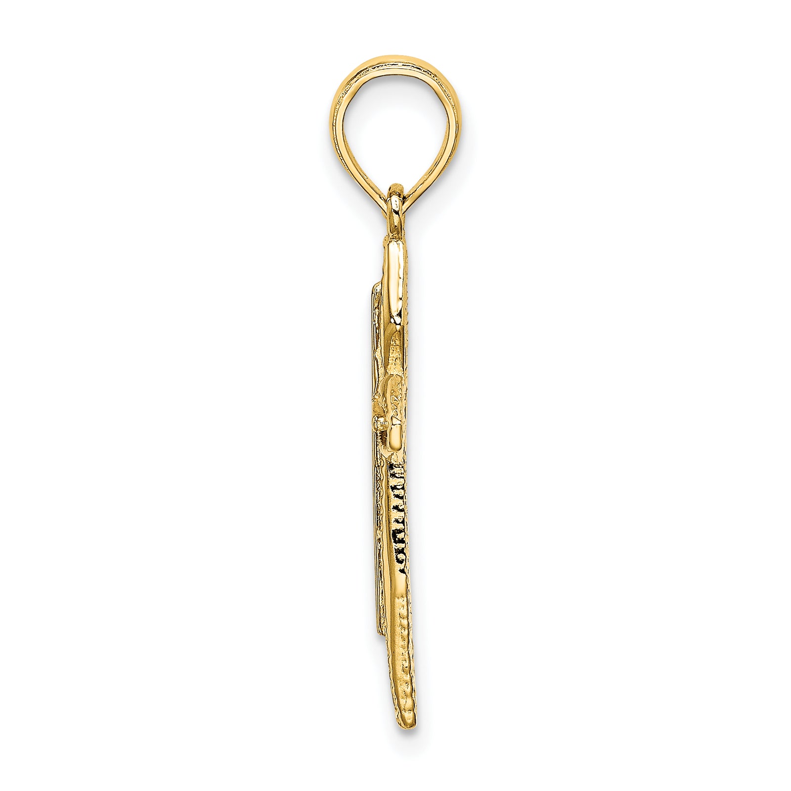 14K Polished and Textured Cross Charm
