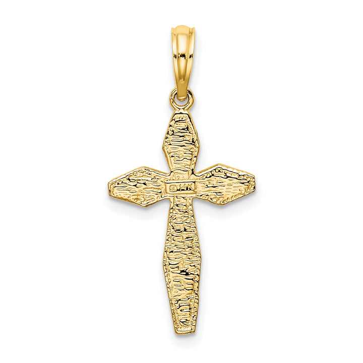 14K Polished and Textured Cross Charm