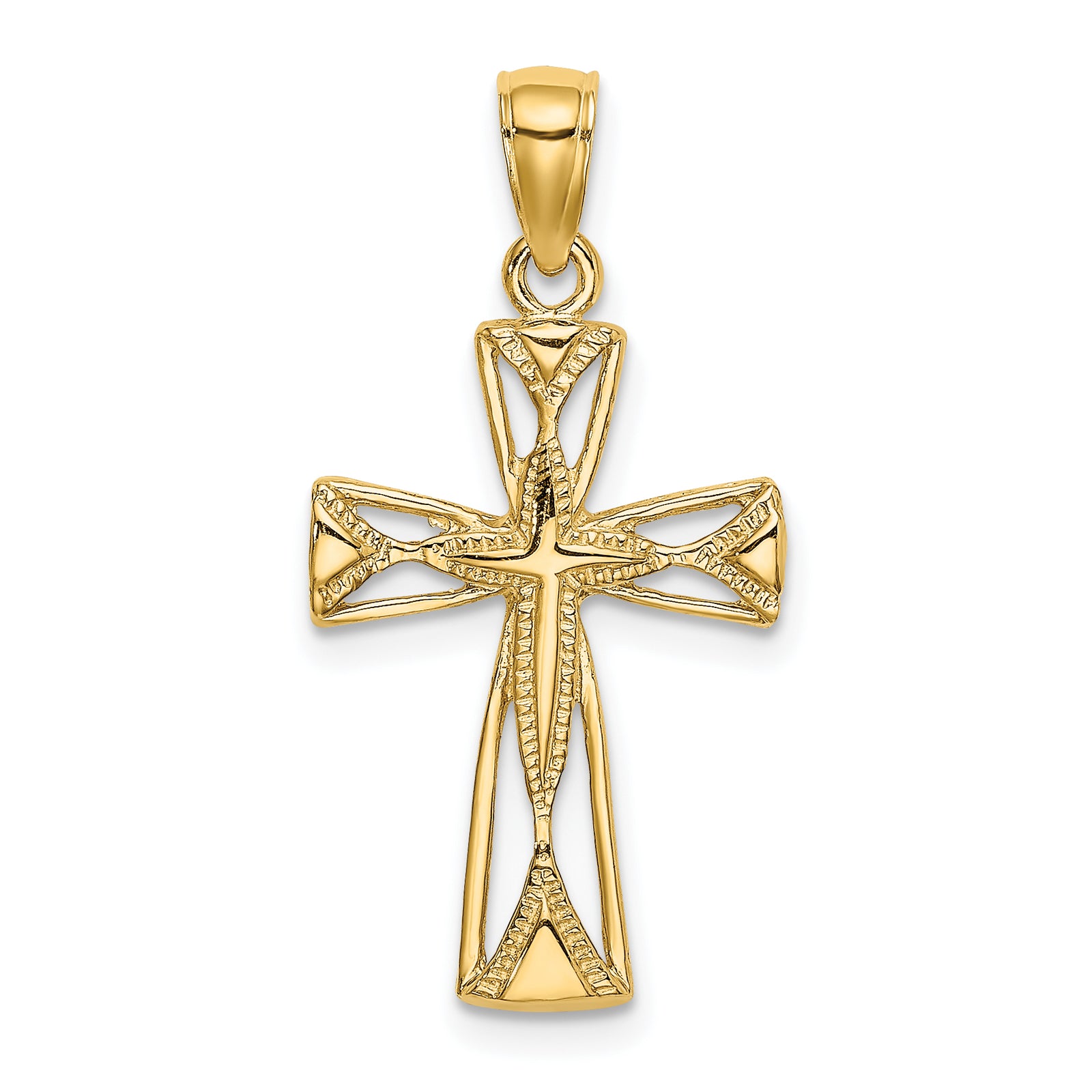 14K Polished Cut-Out Design Cross Charm