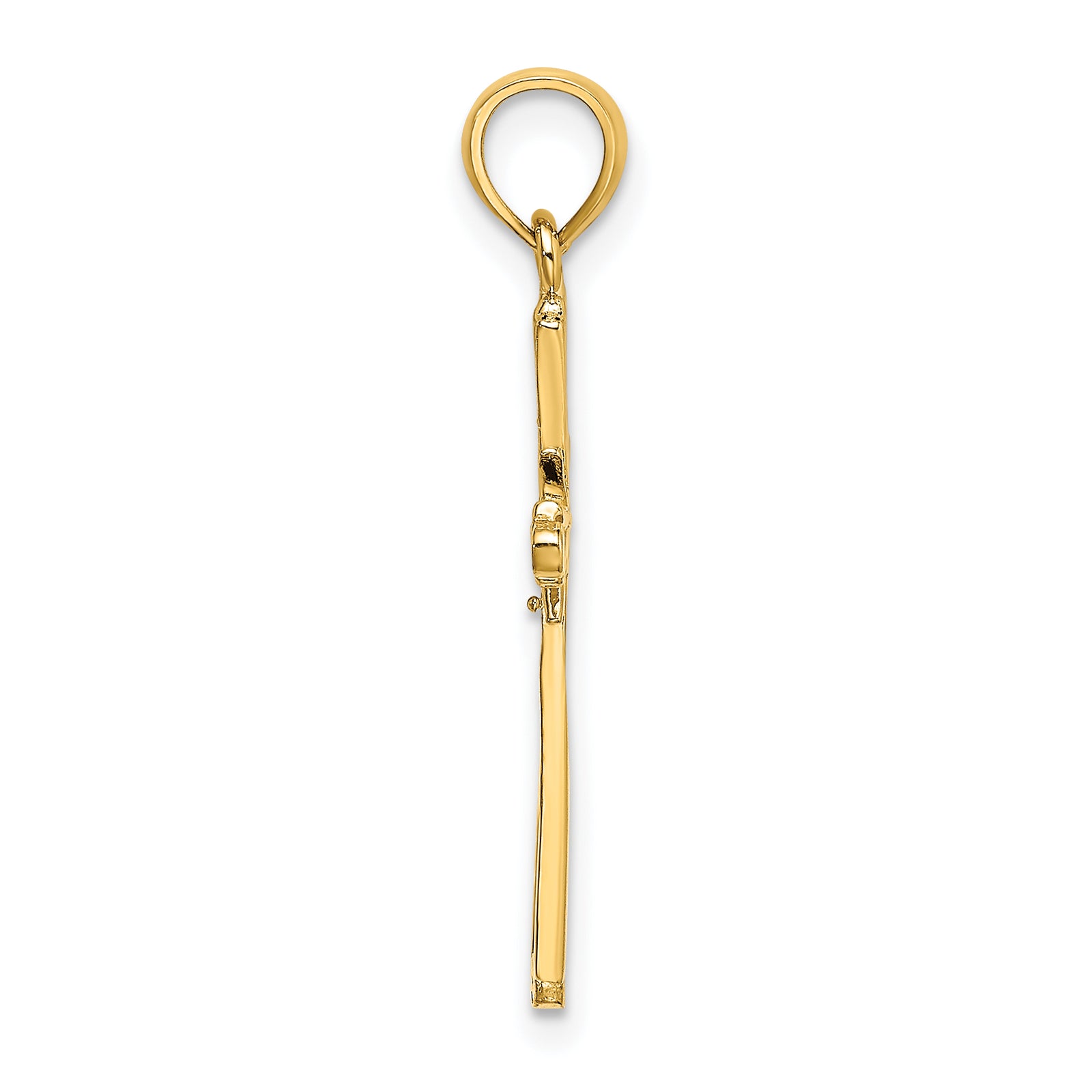14K Polished w/ X Center Cross Charm