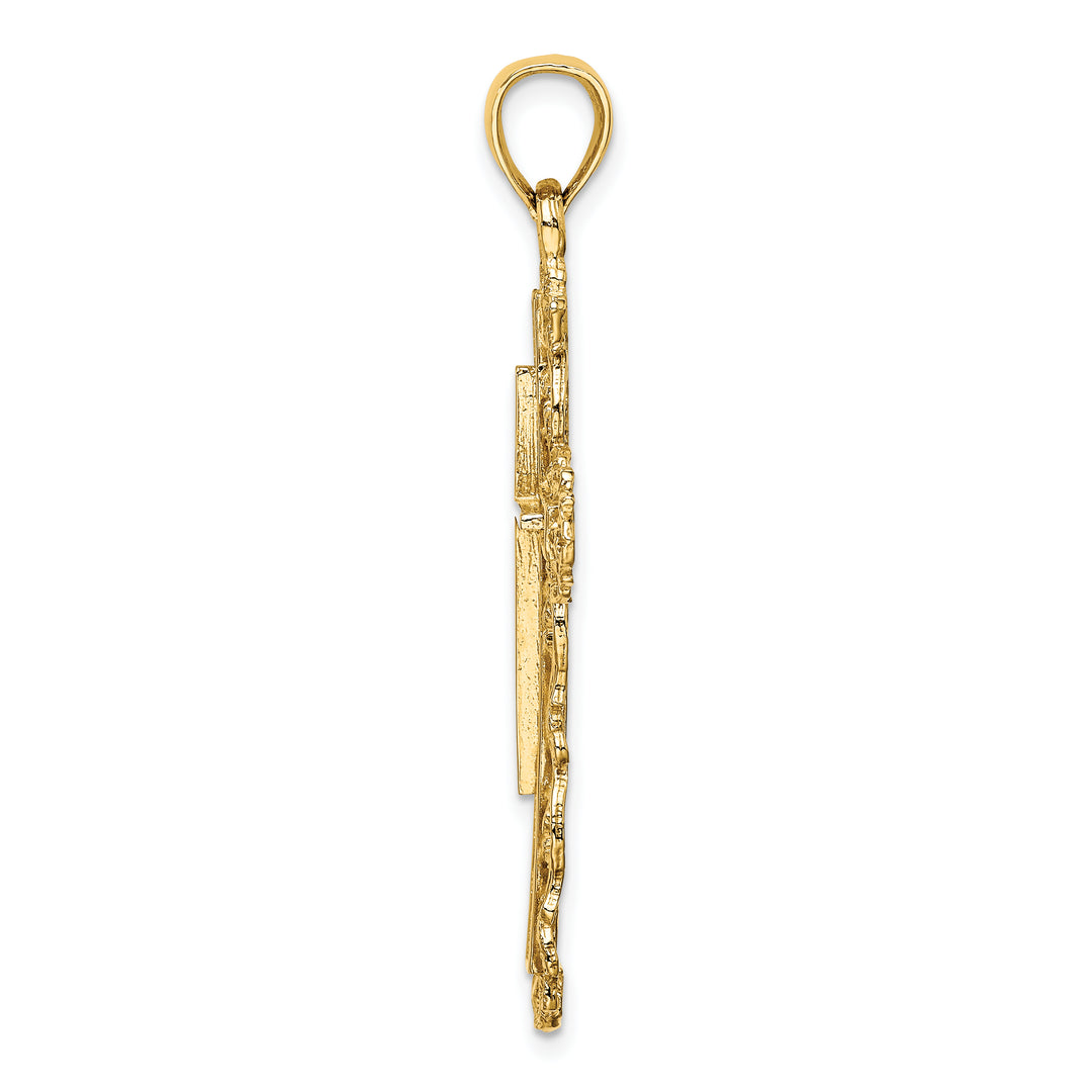 14K Cross W/ Lace Trim Charm