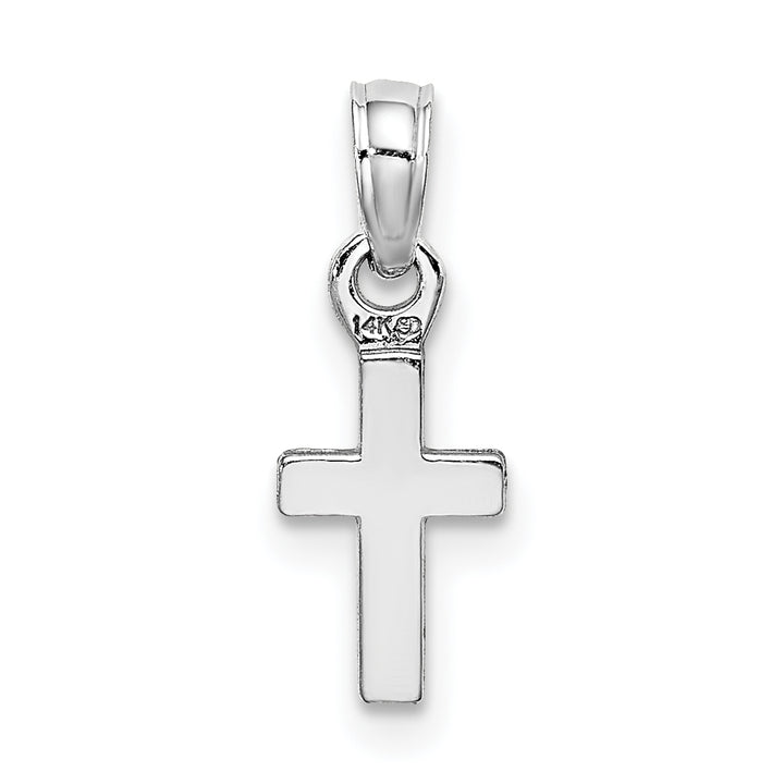 14K White Gold 3-D and Polished Mini Cross Charm