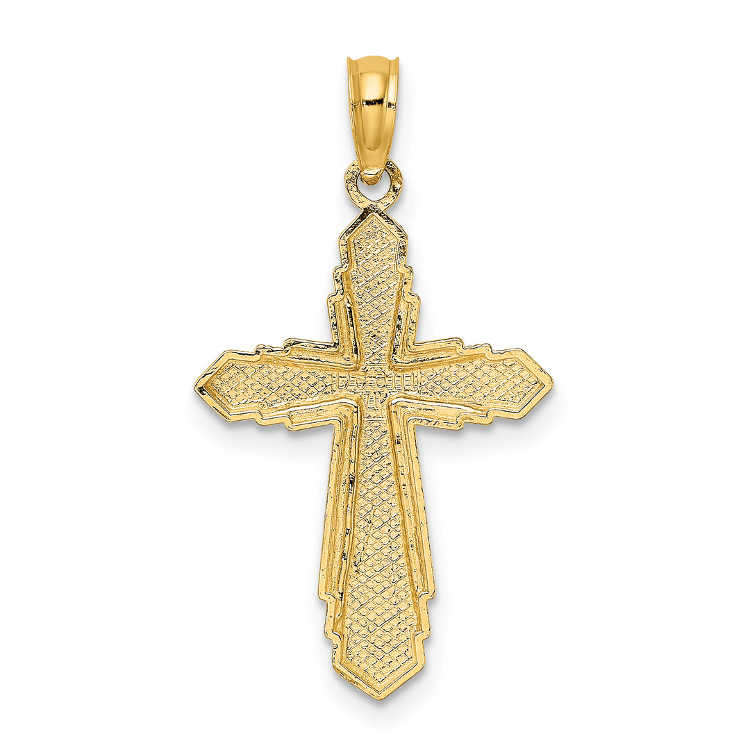 14K Solid Beaded Cross Charm