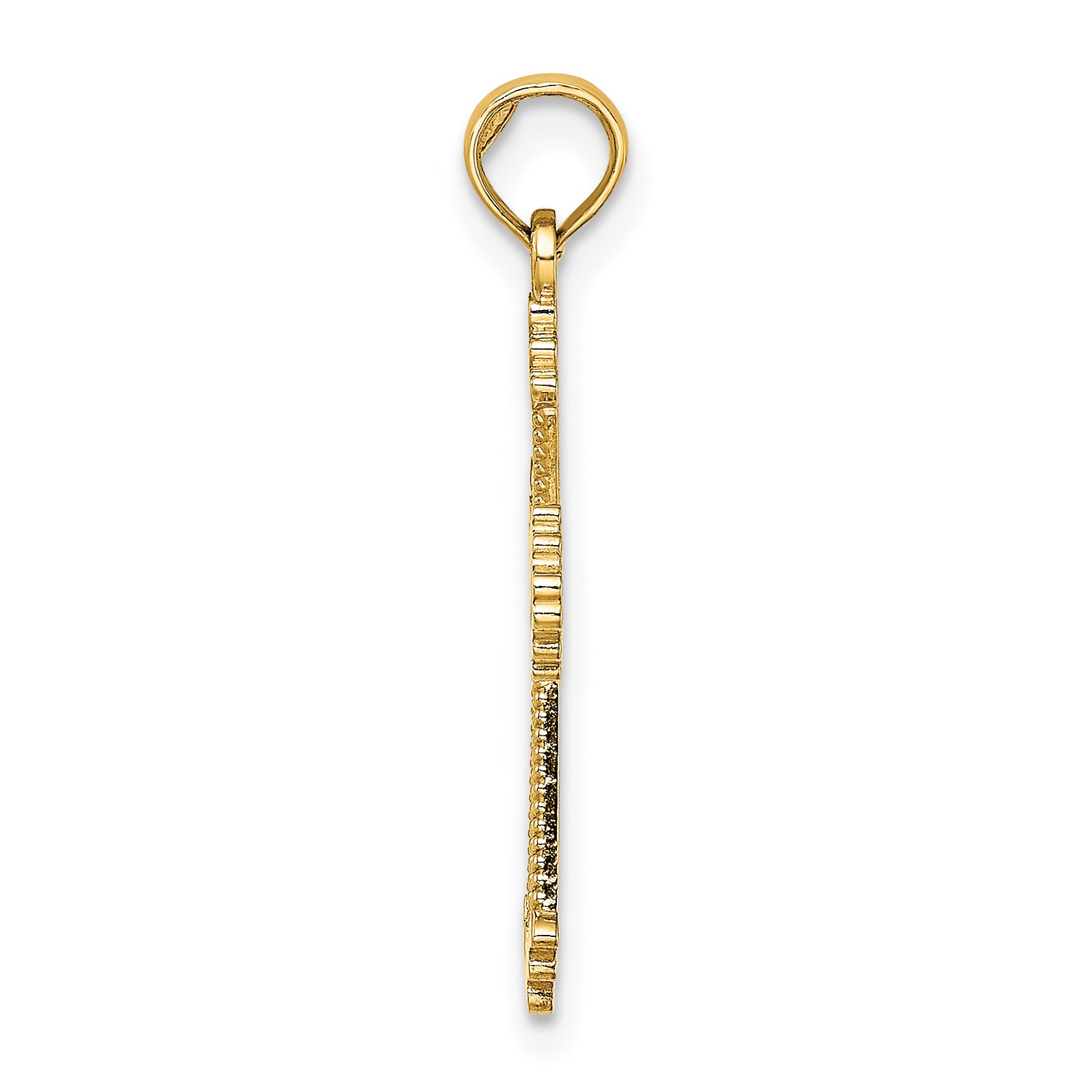 14K Cut-Out Stripes Cross w/ Heart Charm