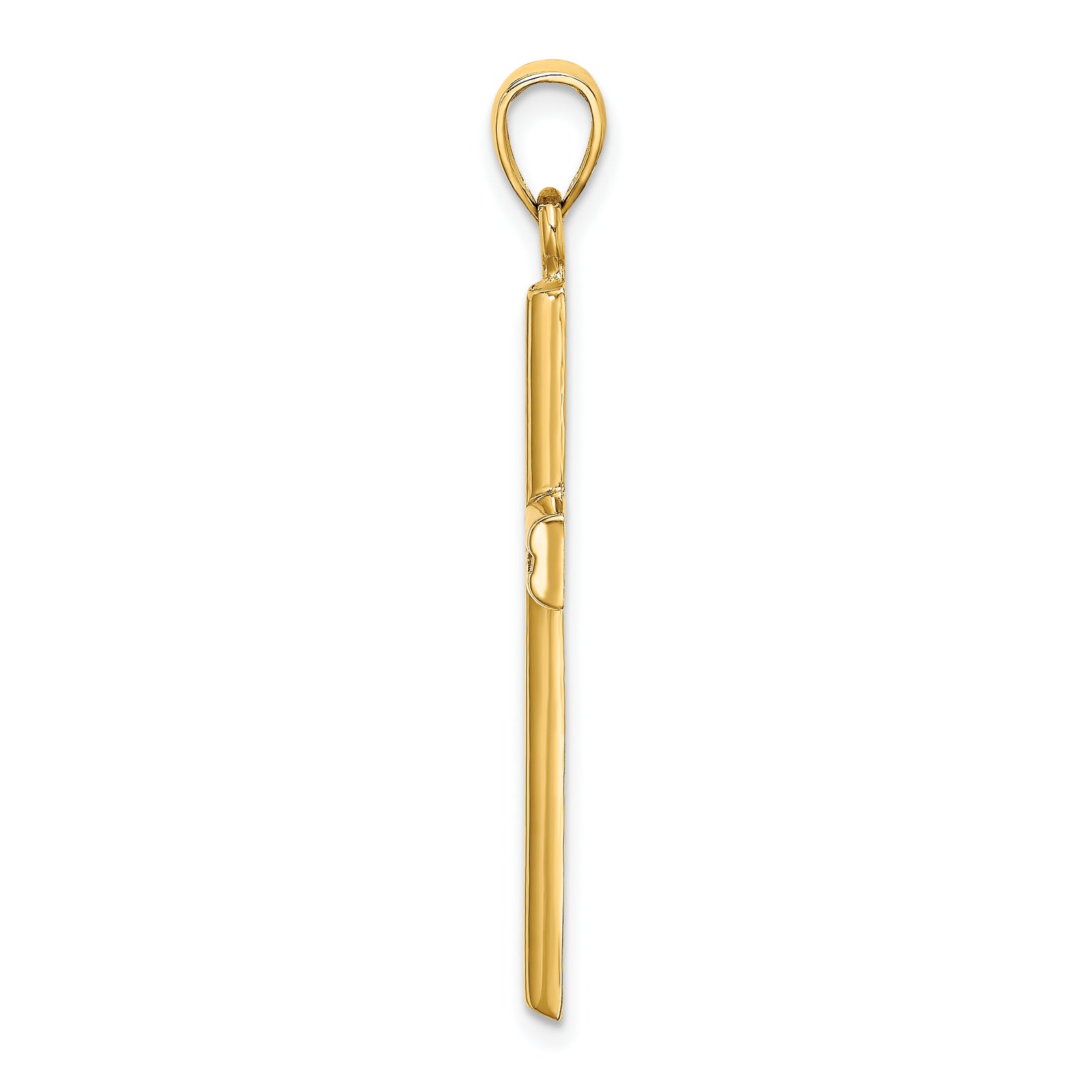 14K Polished Beaded Cross Charm
