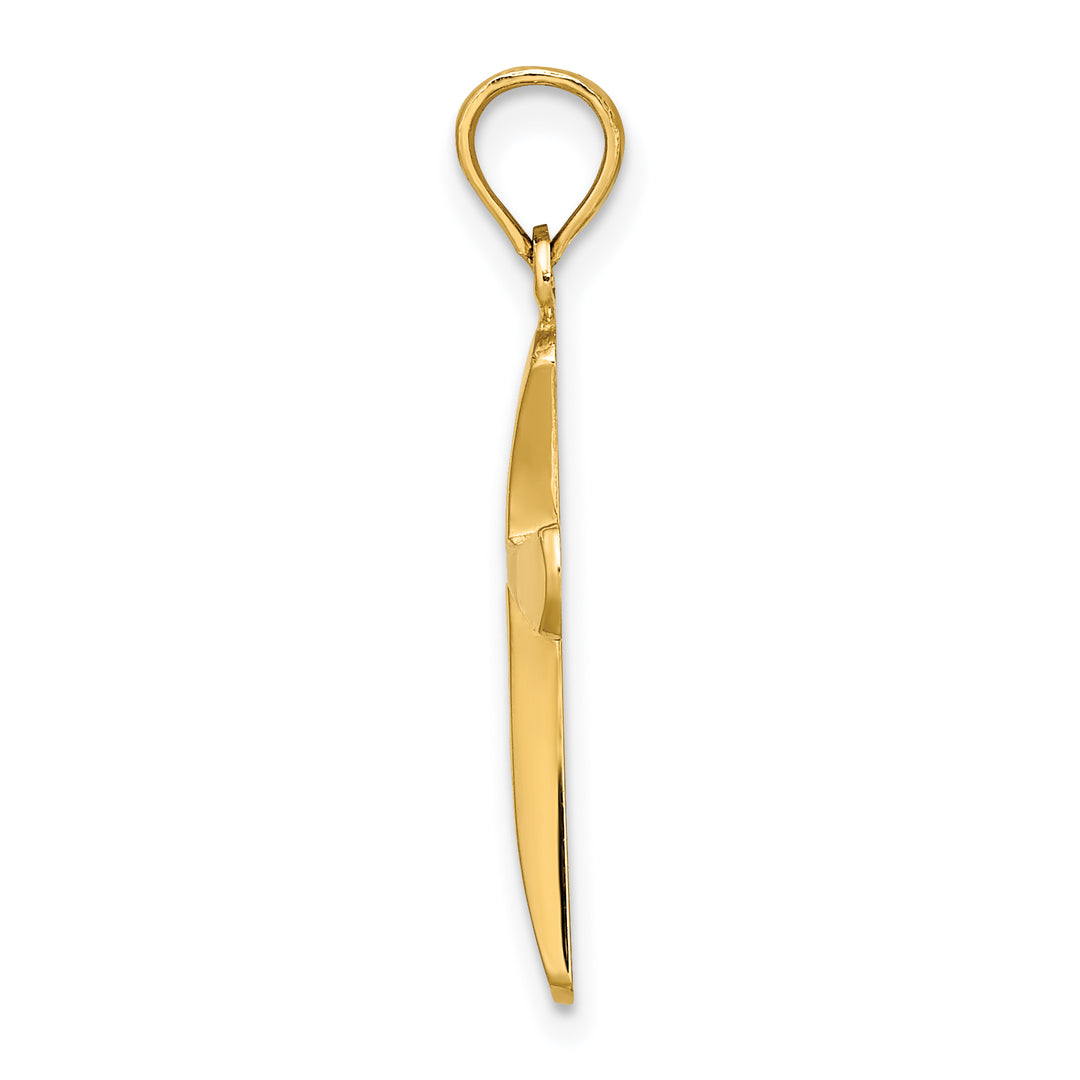 14K Polished Beveled Cross w/ Round Tips Charm