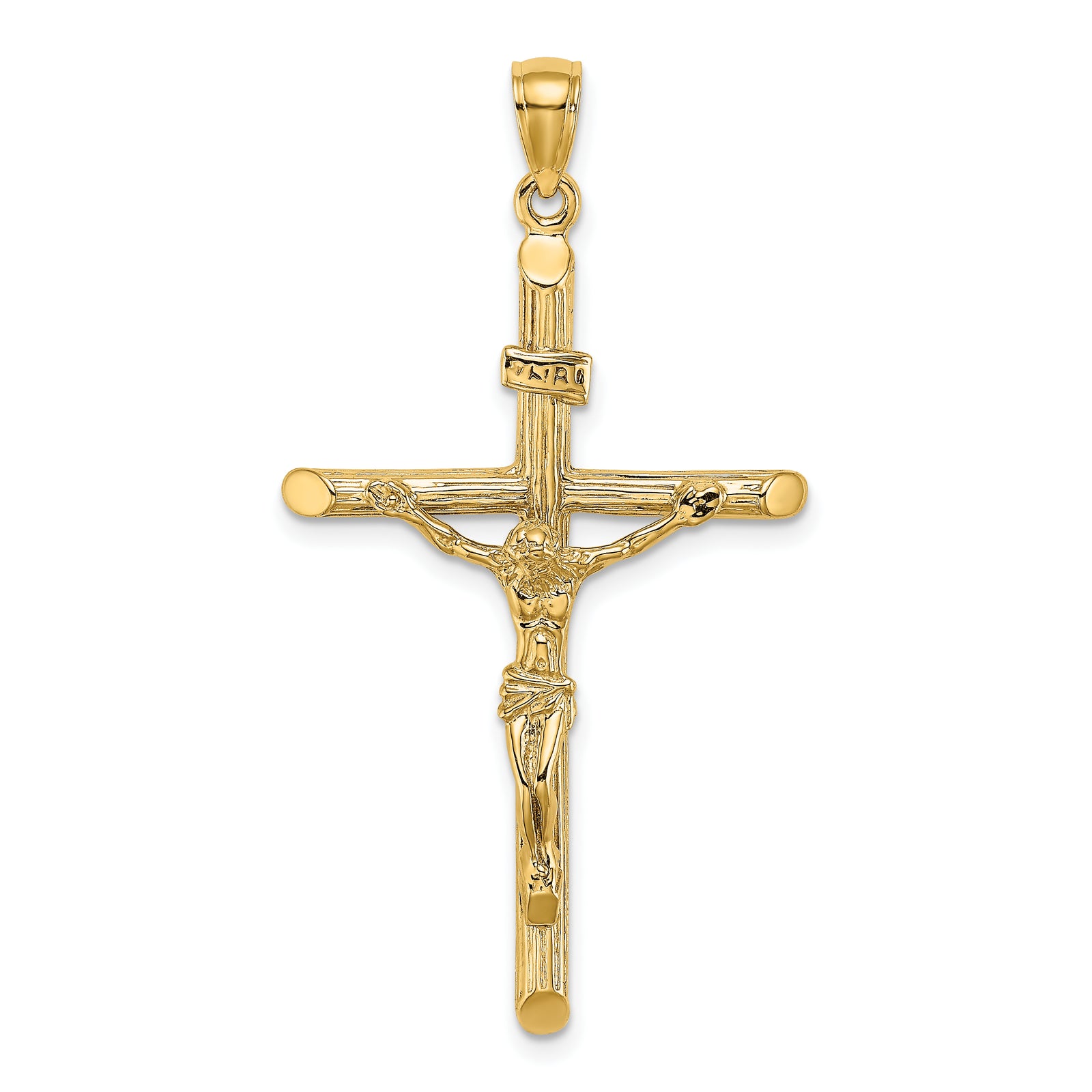 14K Textured Crucifix Charm