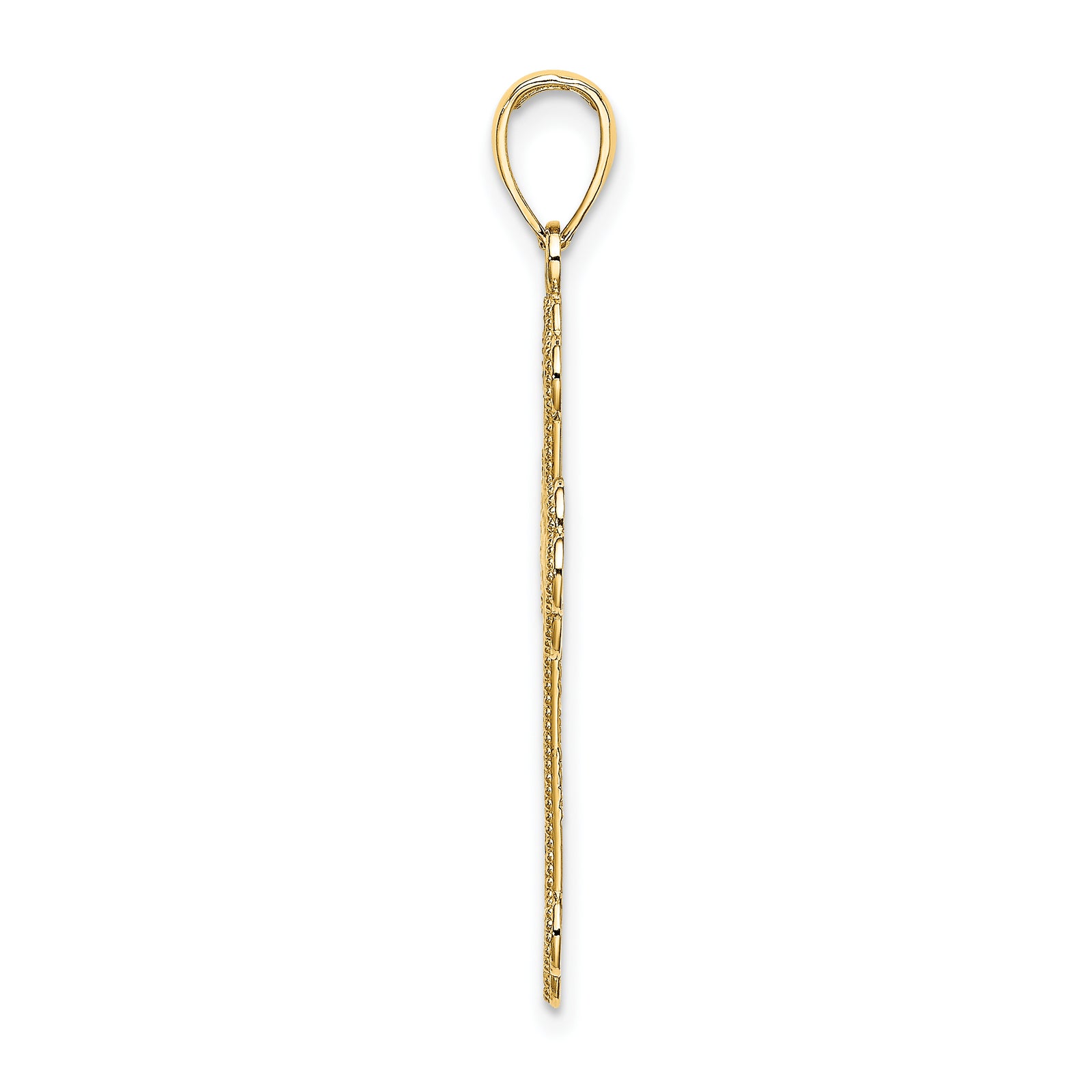 14K Textured and Beaded Edge Cross Charm