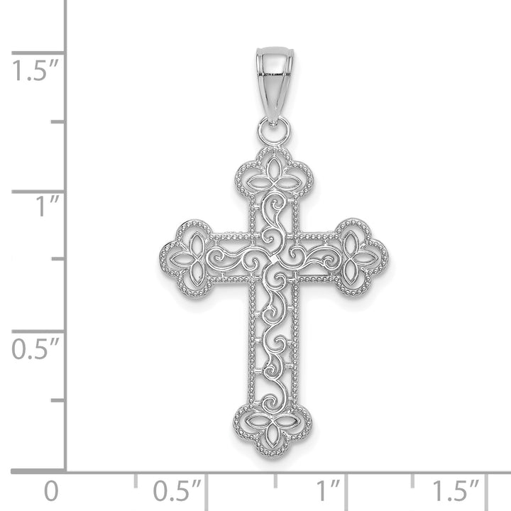 14K White Gold Textured and Beaded Edge Charm