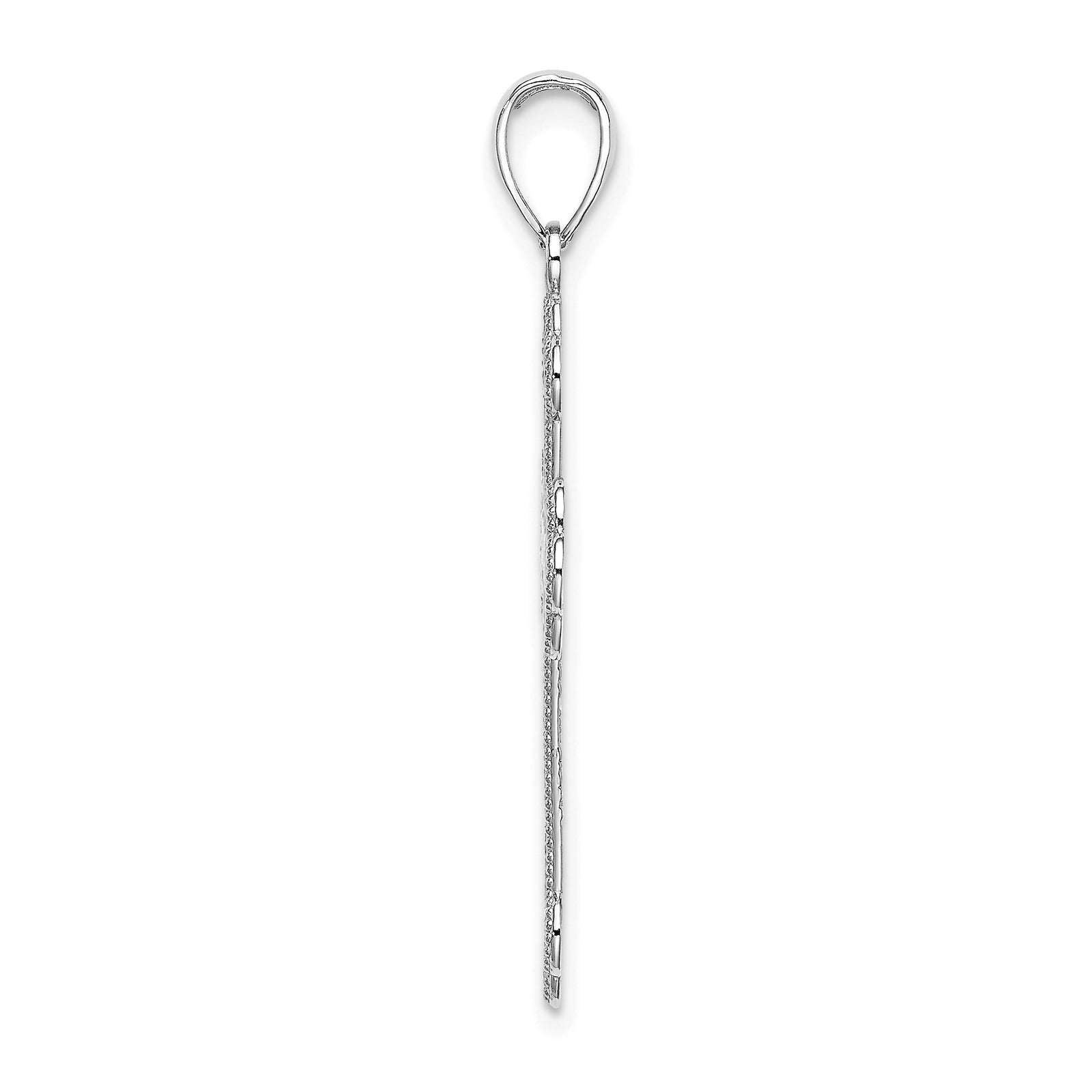14K White Gold Textured and Beaded Edge Charm