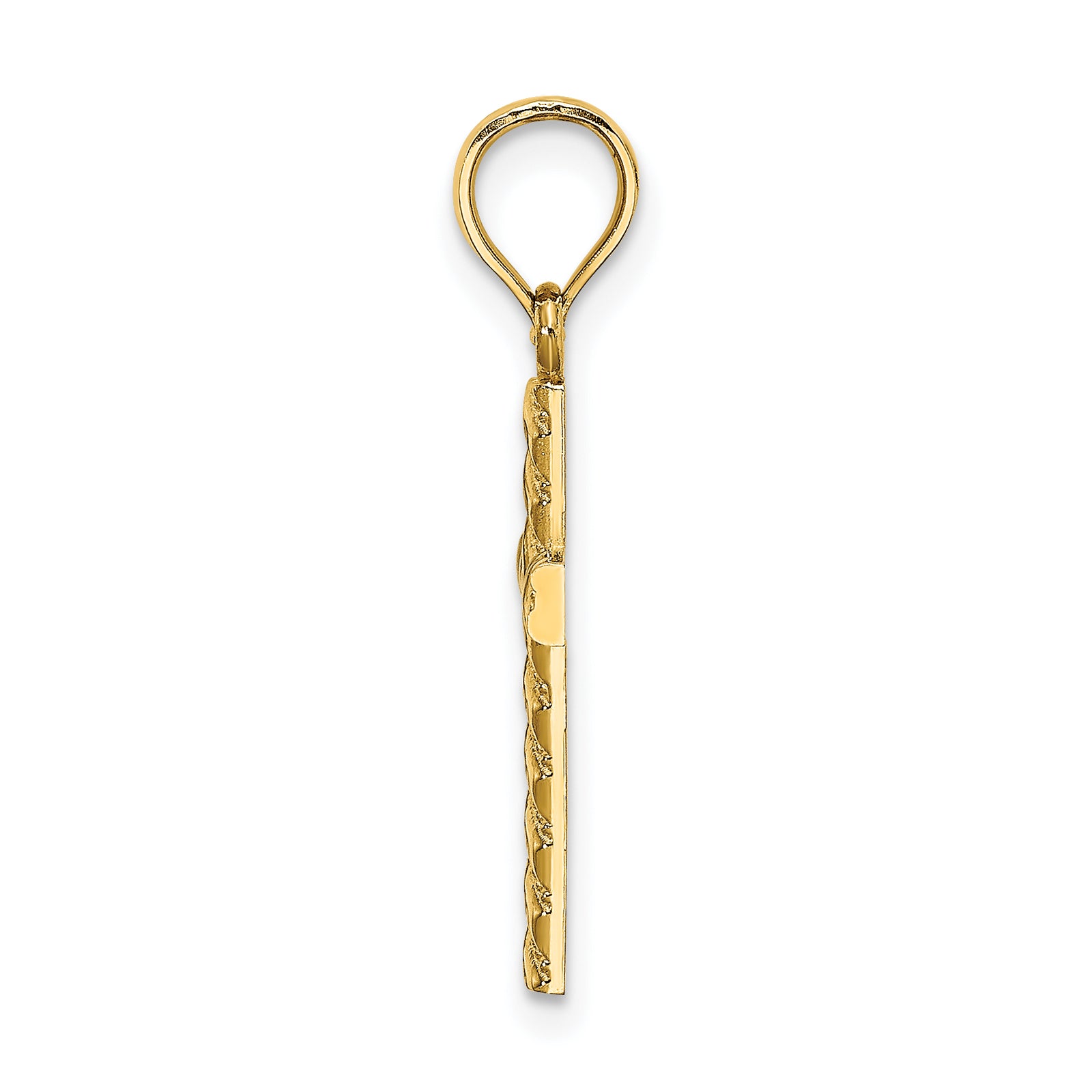 14K Beaded and Polished Cross Charm